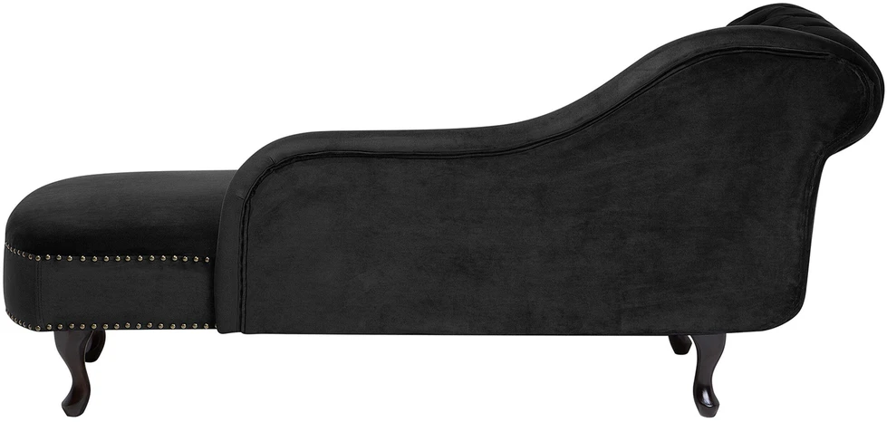 Sofa Kairysis šezlongas Beliani NIMES, veliūras, juodas