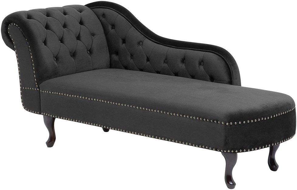 Sofa Kairysis šezlongas Beliani NIMES, veliūras, juodas