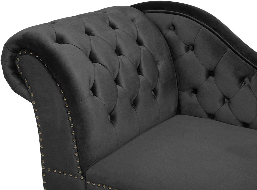 Sofa Kairysis šezlongas Beliani NIMES, veliūras, juodas