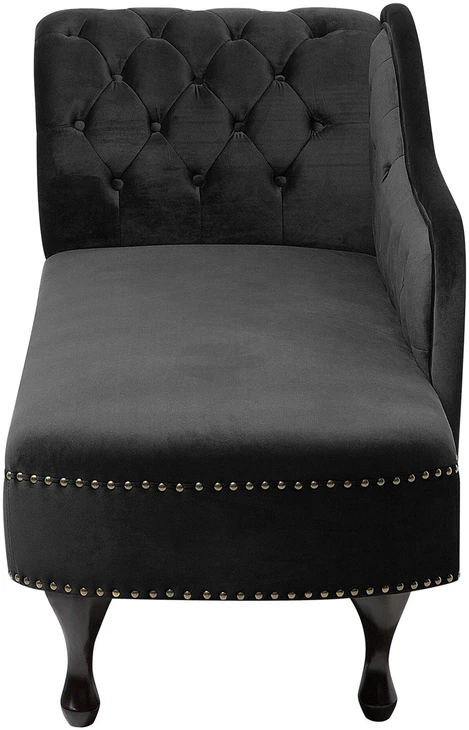 Sofa Kairysis šezlongas Beliani NIMES, veliūras, juodas