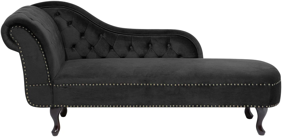 Sofa Kairysis šezlongas Beliani NIMES, veliūras, juodas