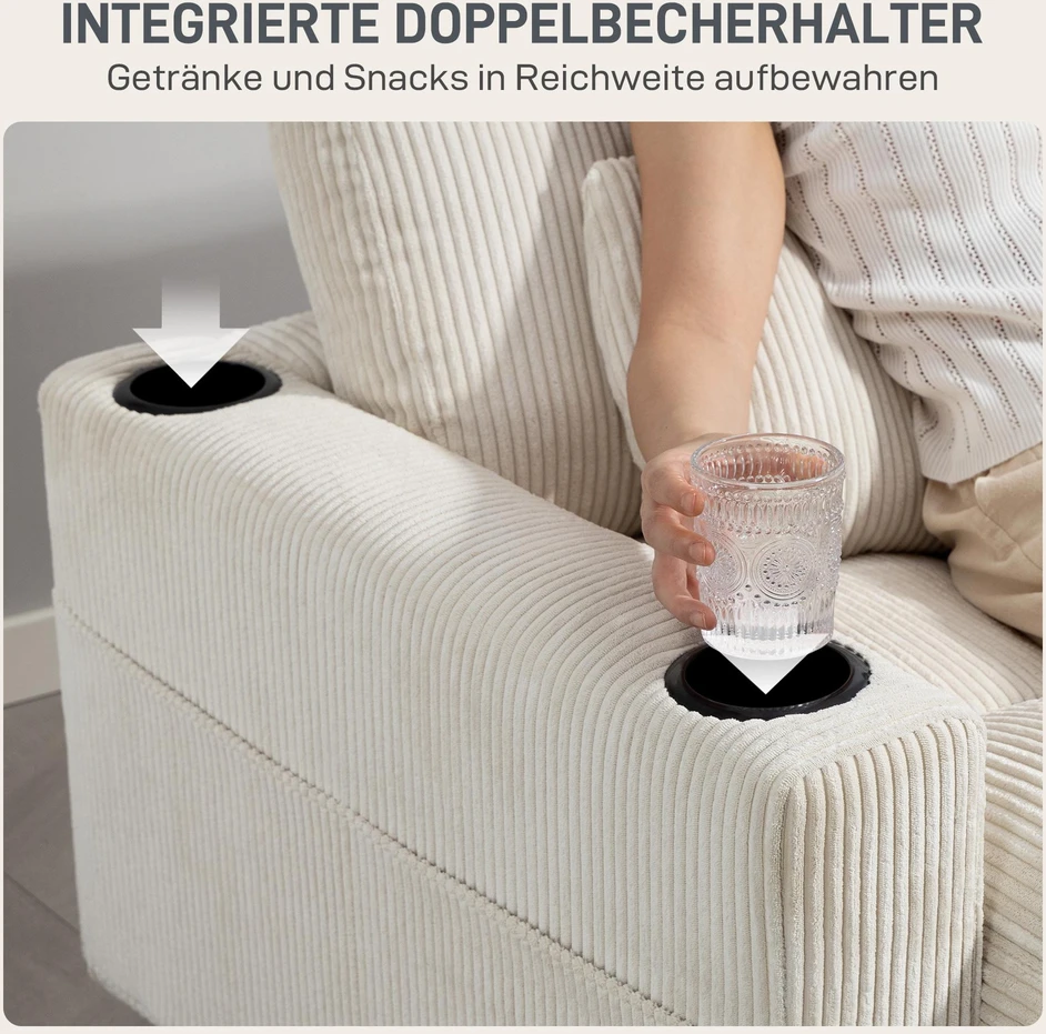 Sofa-lova su pagalvėmis, porolonas, transformuojama į lovą, puodelių laikiklis, kreminės baltos spalvos