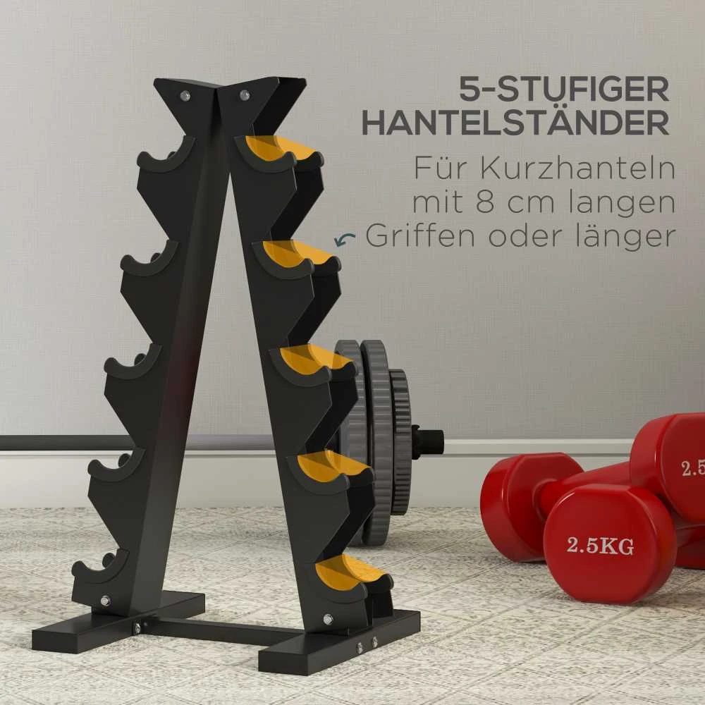 SPORTNOW hantelių stovas, 10 hantelių stovas, 5 pakopų hantelių lentyna, hantelių stovas iki 100 kg