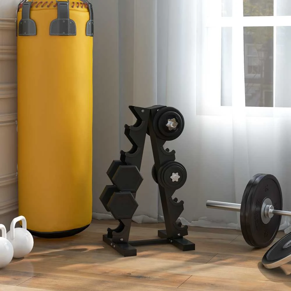 SPORTNOW hantelių stovas, 10 hantelių stovas, 5 pakopų hantelių lentyna, hantelių stovas iki 100 kg