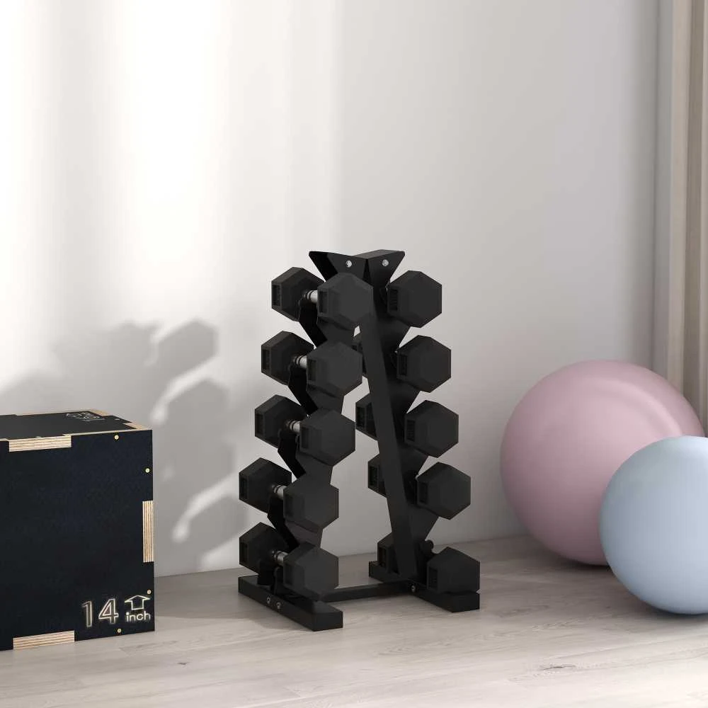 SPORTNOW hantelių stovas, 10 hantelių stovas, 5 pakopų hantelių lentyna, hantelių stovas iki 100 kg