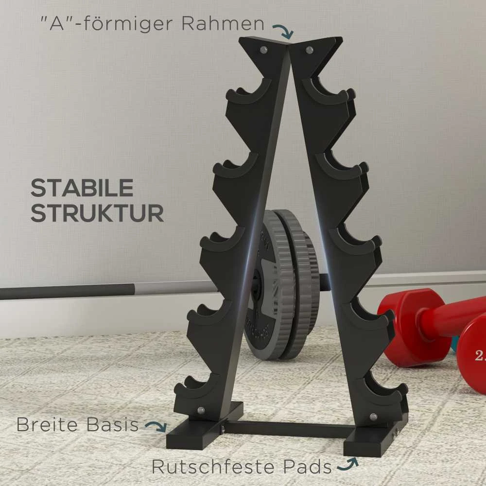SPORTNOW hantelių stovas, 10 hantelių stovas, 5 pakopų hantelių lentyna, hantelių stovas iki 100 kg