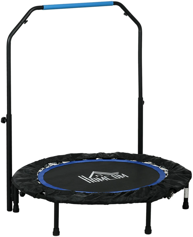Homcom SPORTNOW 102 cm fitneso batutas, sulankstomas mini batutas su 4 lygių reguliuojama rankena, LCD monitoriumi, fitneso rebounder suaugusiems, vaikams, iki 100 kg