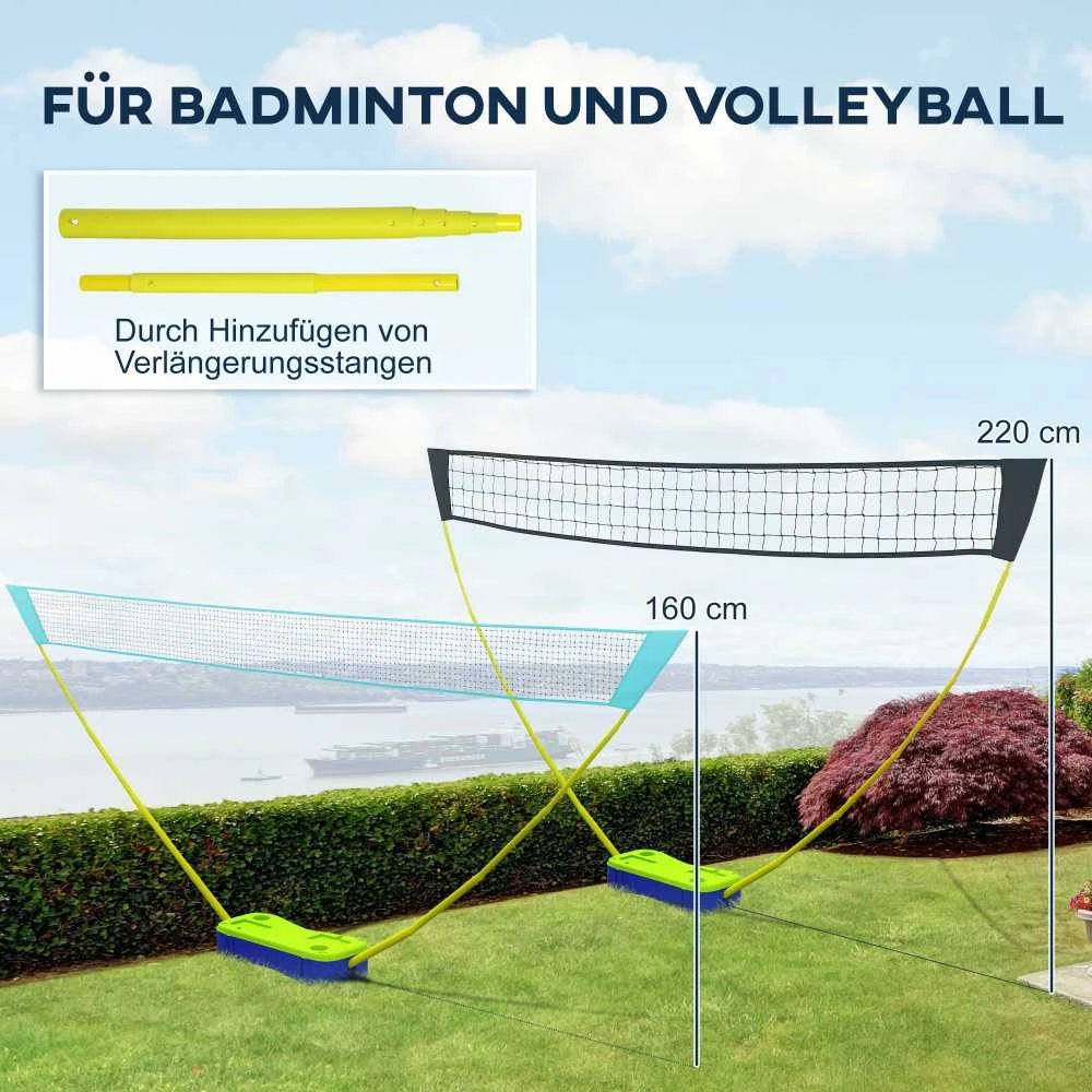 SPORTNOW 2-in-1 badmintono rinkinys, badmintono tinklas su stovu, tinklinio tinklas, reguliuojamas, su krepšiu nešiojimui, skirtas naudoti lauke ir viduje