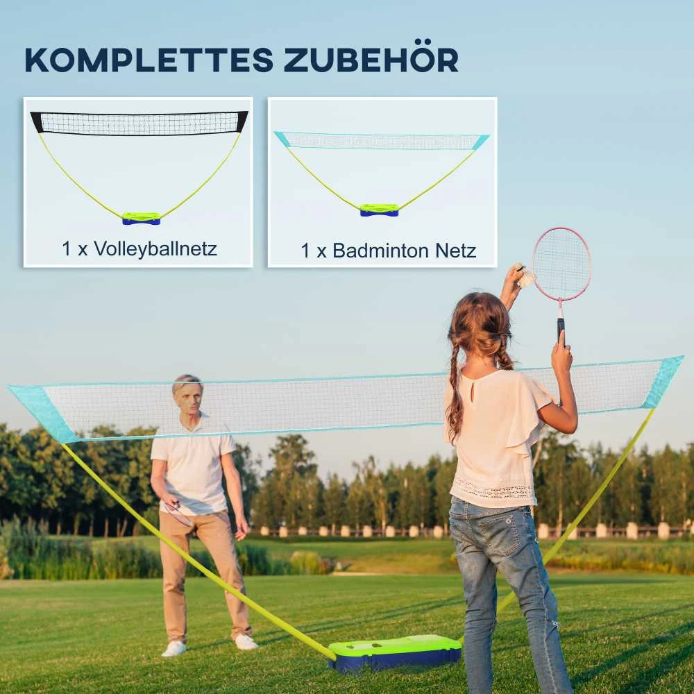 SPORTNOW 2-in-1 badmintono rinkinys, badmintono tinklas su stovu, tinklinio tinklas, reguliuojamas, su krepšiu nešiojimui, skirtas naudoti lauke ir viduje