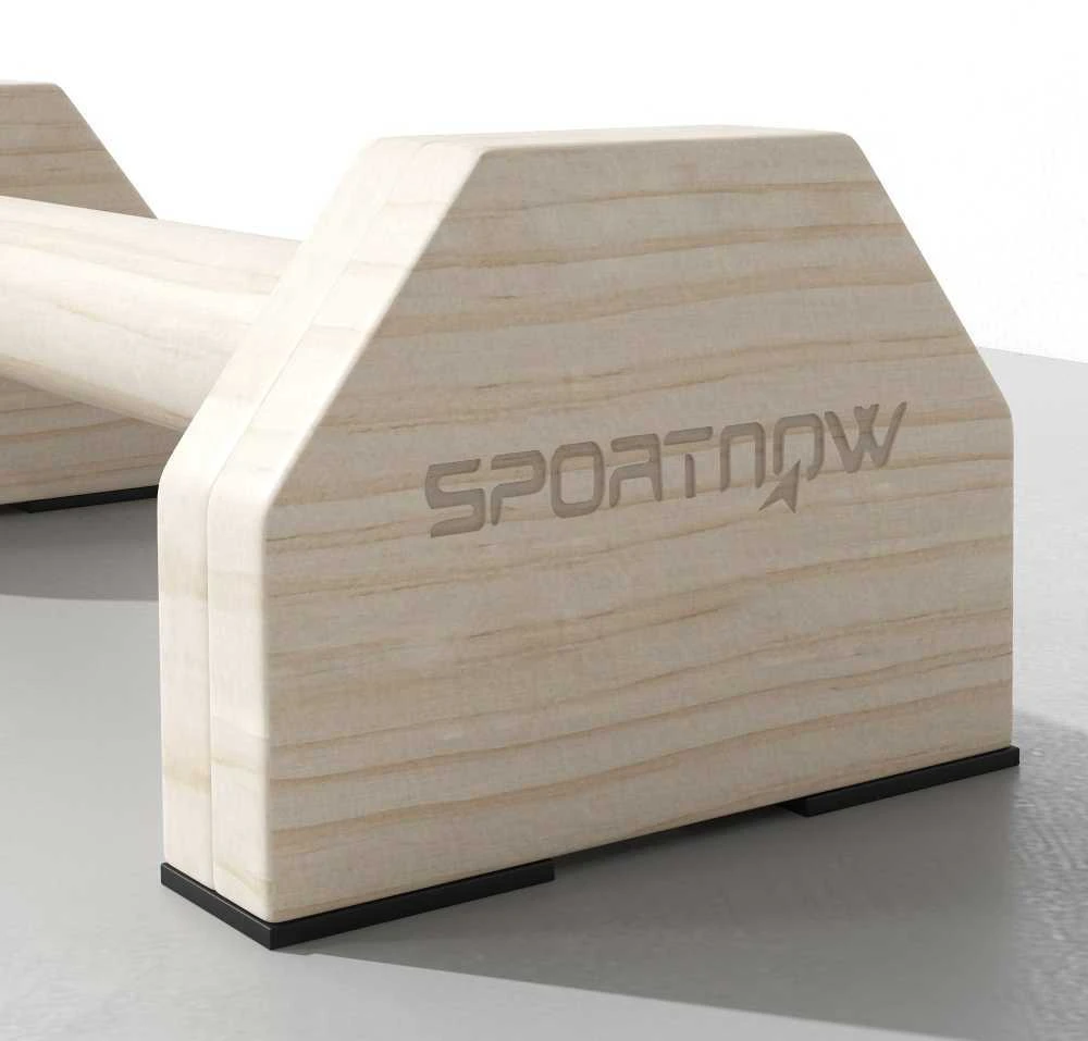 SPORTNOW 2 vienetų neslystančių medinių atsispaudimų laikiklių rinkinys, lygiagretės atsispaudimams, skirtos raumenų ir jėgos treniruotėms, natūrali spalva