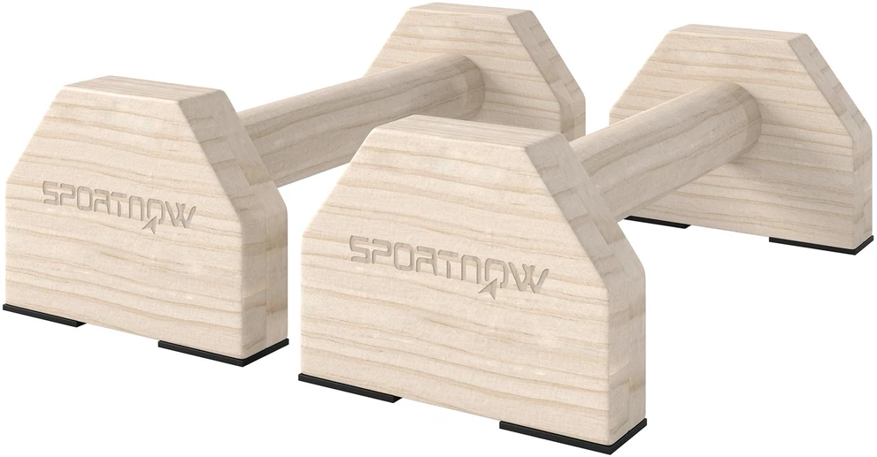 SPORTNOW 2 vienetų neslystančių medinių atsispaudimų laikiklių rinkinys, lygiagretės atsispaudimams, skirtos raumenų ir jėgos treniruotėms, natūrali spalva
