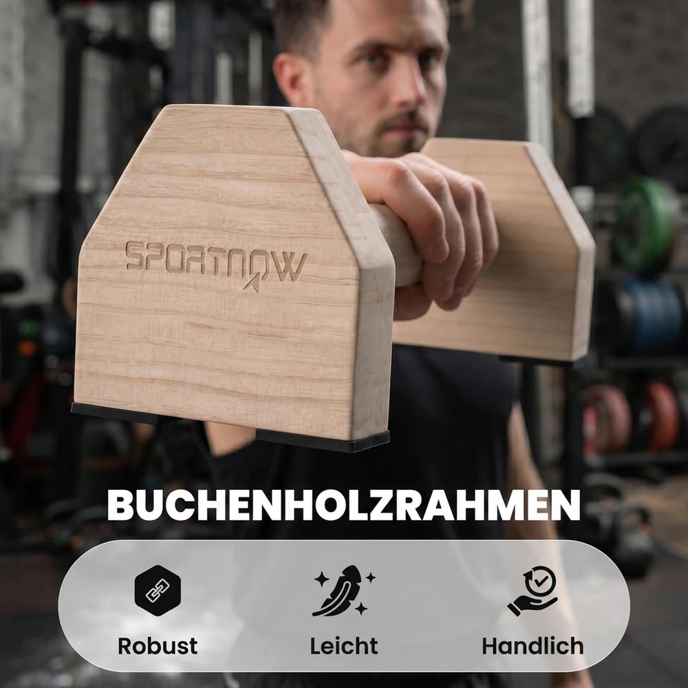 SPORTNOW 2 vienetų neslystančių medinių atsispaudimų laikiklių rinkinys, lygiagretės atsispaudimams, skirtos raumenų ir jėgos treniruotėms, natūrali spalva