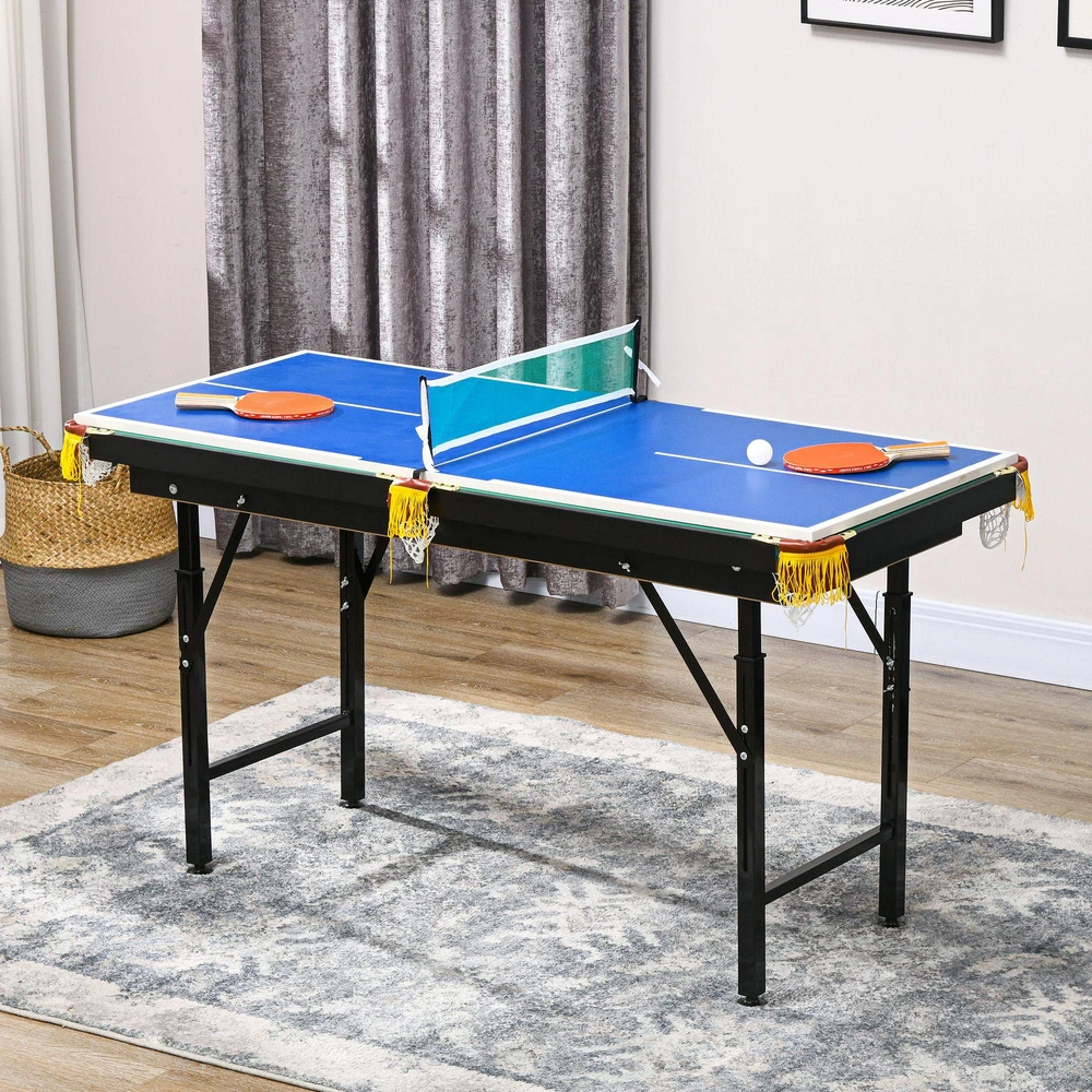 SPORTNOW 2in1 daugiafunkcis žaidimų stalas, stalo tenisas, biliardas, su priedais, vaikams, paaugliams, suaugusiems, plieno, 140x63x60-80 cm, žalias