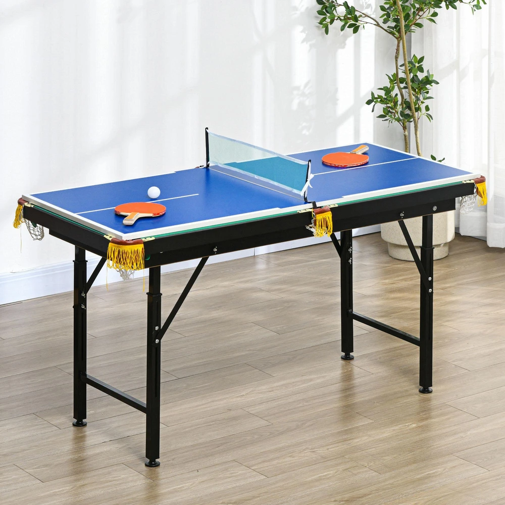 SPORTNOW 2in1 daugiafunkcis žaidimų stalas, stalo tenisas, biliardas, su priedais, vaikams, paaugliams, suaugusiems, plieno, 140x63x60-80 cm, žalias