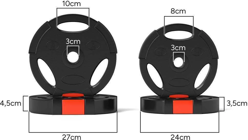 SPORTNOW 4 dalių svorių rinkinys, 2 x 2,5kg / 5kg svoriai, hantelių diskų rinkinys, svorių diskai 2,5 cm skersmens grifui, Ø 25/30 mm skylė, juodi