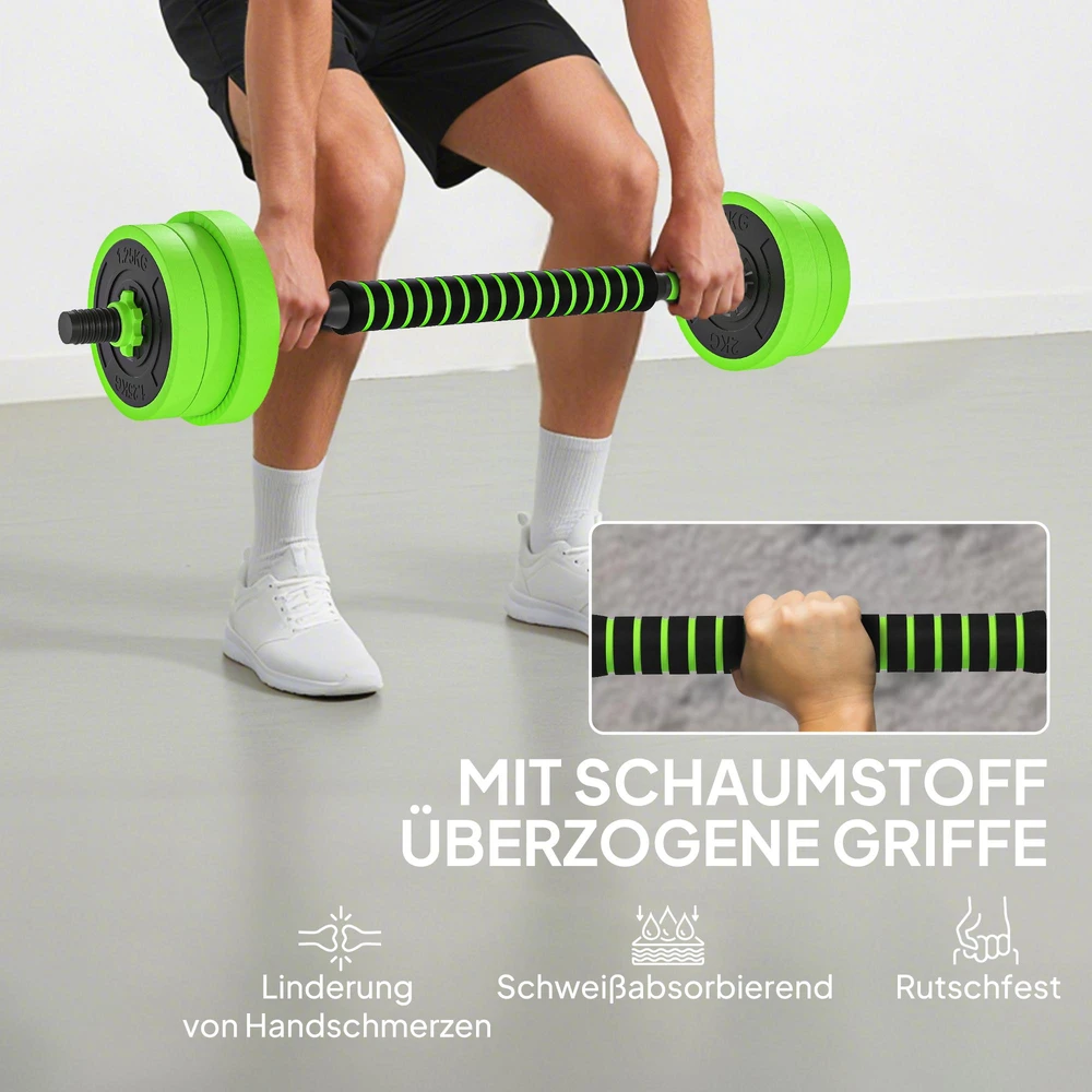 SPORTNOW 4-in-1 hantelių rinkinys, 20 kg, reguliuojami svarmenys, štanga, virdulys (kettlebell), atsispaudimų rankenos, profesionaliam jėgos treniruočių ir svorių kilnojimo sportui namuose