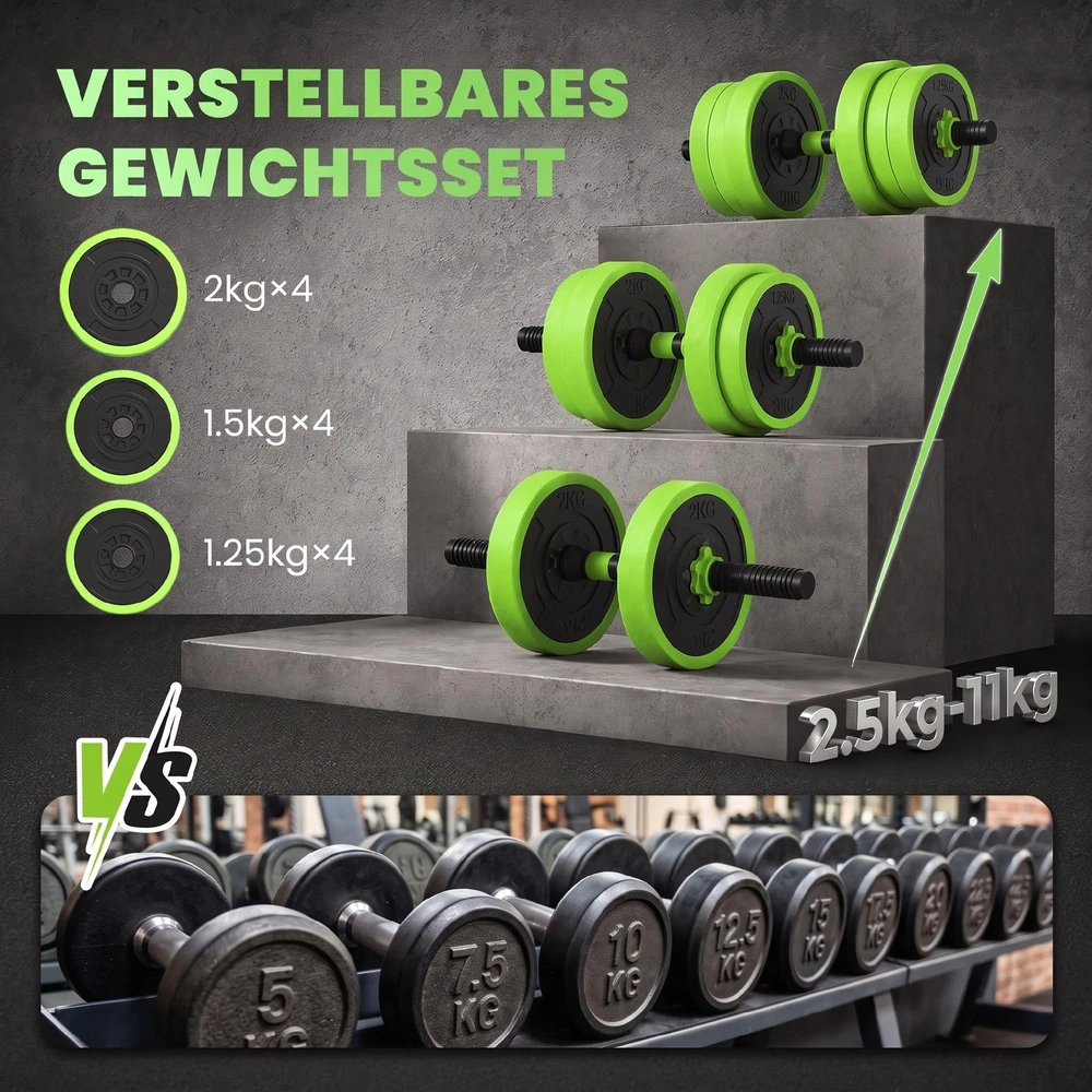 SPORTNOW 4-in-1 hantelių rinkinys, 20 kg, reguliuojami svarmenys, štanga, virdulys (kettlebell), atsispaudimų rankenos, profesionaliam jėgos treniruočių ir svorių kilnojimo sportui namuose