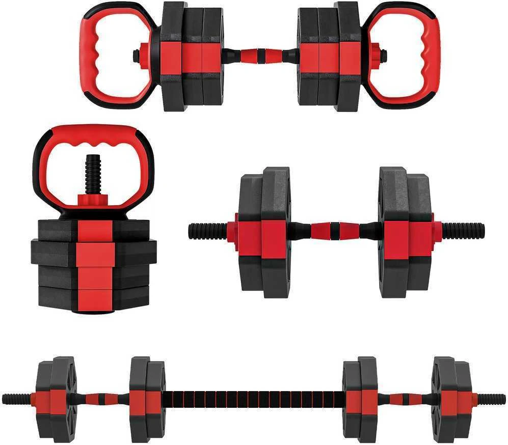 SPORTNOW 4-in-1 hantelių rinkinys, reguliuojami svarmenys ir štangos, 15 kg, jėgos treniruotėms namuose