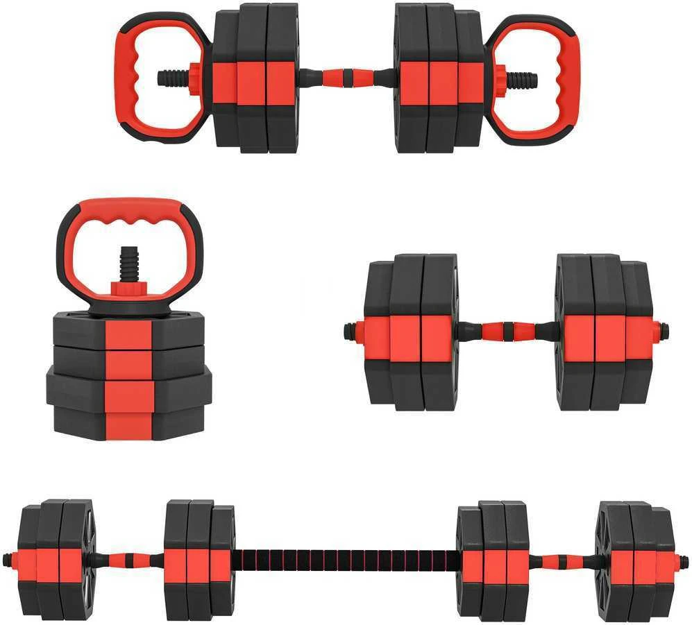 SPORTNOW 4-in-1 hantelių rinkinys, reguliuojami svarmenys, štangos, 25 kg, jėgos treniruotėms namuose