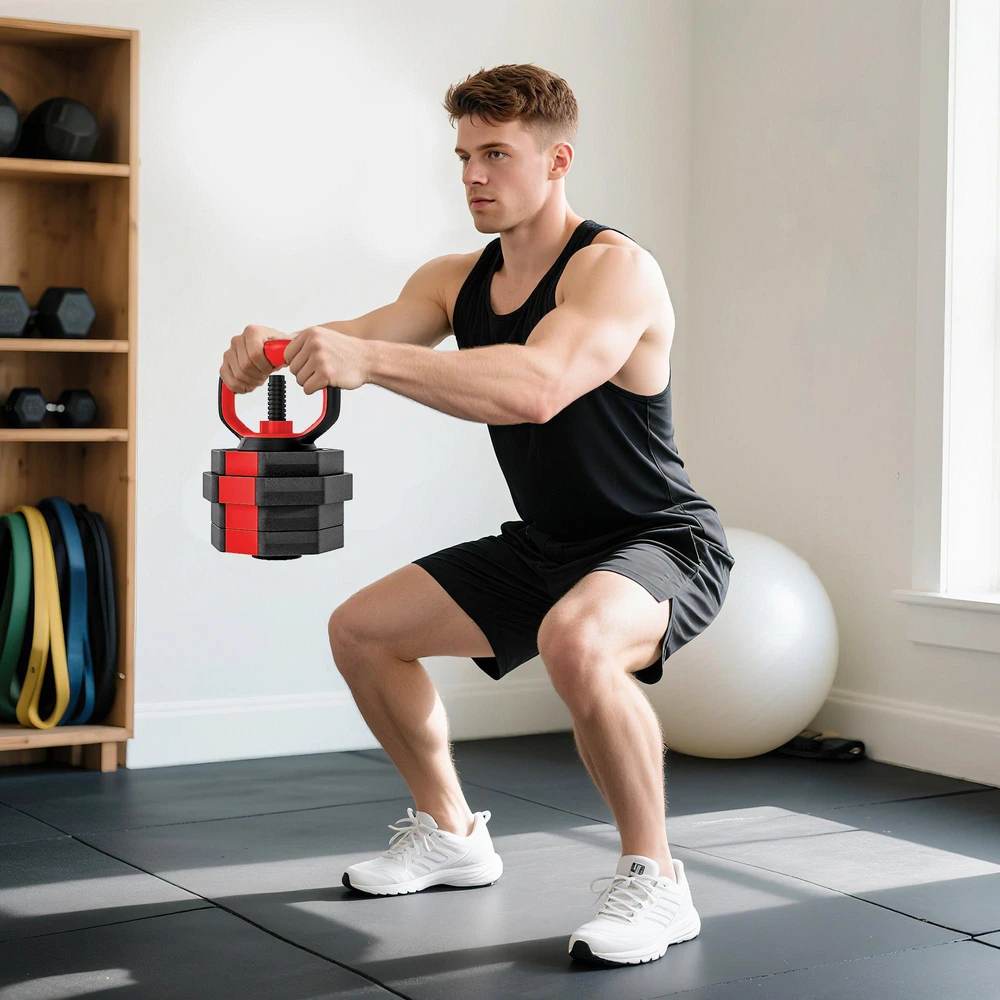 SPORTNOW 4-in-1 hantelių rinkinys, reguliuojami svarmenys ir štangos, 15 kg, jėgos treniruotėms namuose