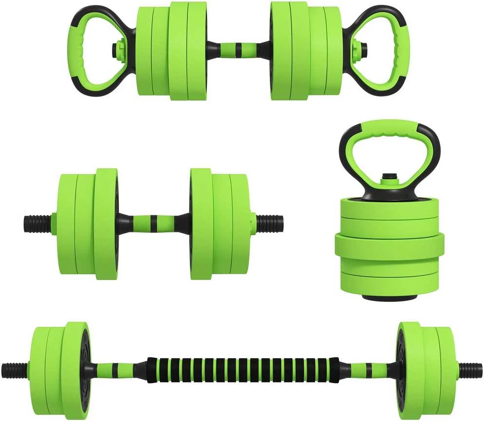 SPORTNOW 4-in-1 hantelių rinkinys, 20 kg, reguliuojami svarmenys, štanga, virdulys (kettlebell), atsispaudimų rankenos, profesionaliam jėgos treniruočių ir svorių kilnojimo sportui namuose