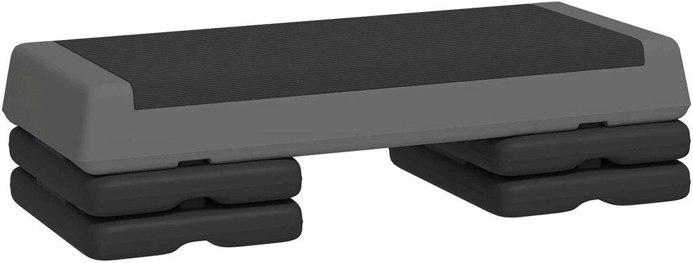 SPORTNOW aerobikos stepas, 10,5/15,5/20,5 cm reguliuojamo aukščio platforma, neslystantis, skirtas namams, sporto salei, biurui, plastikas, pilkas