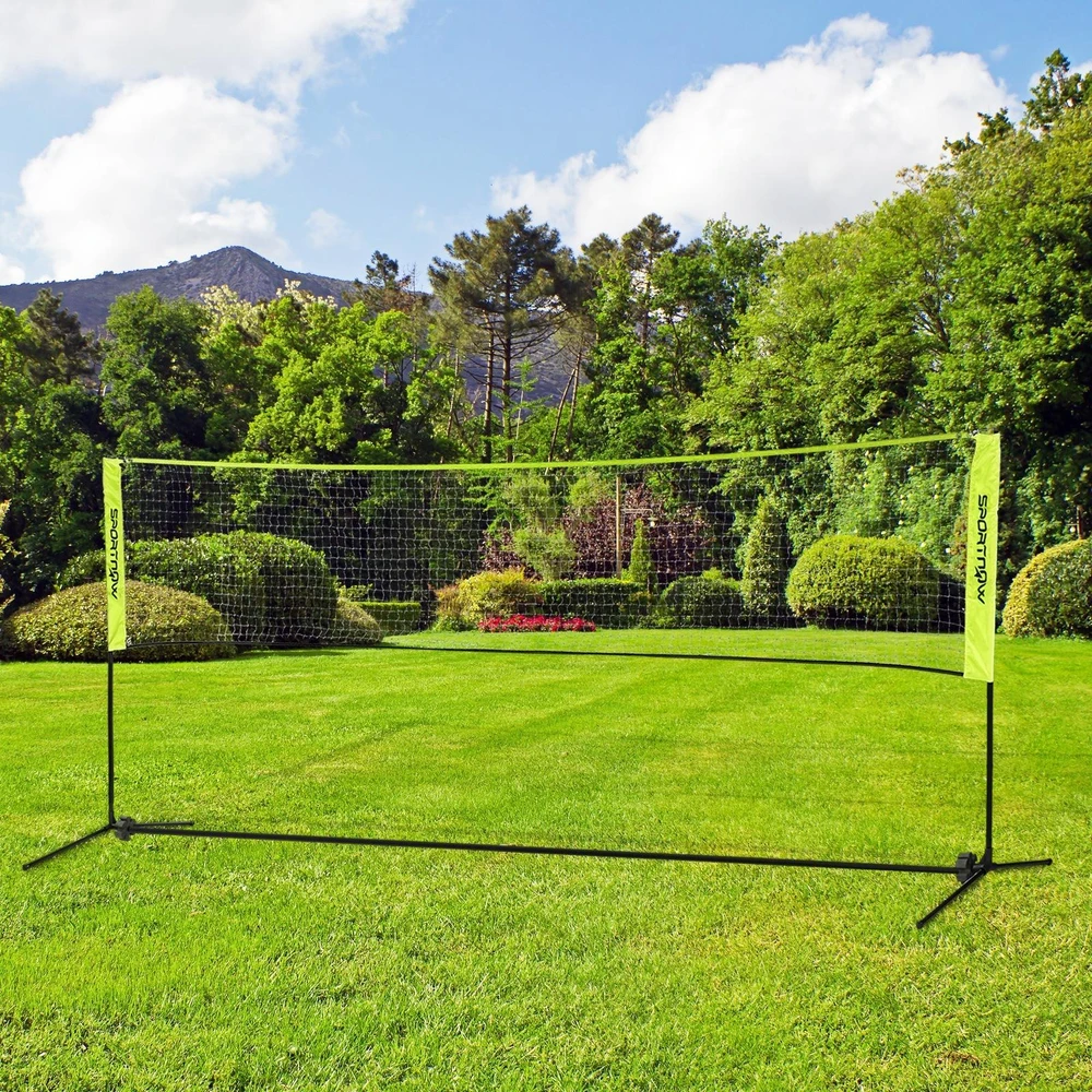 SPORTNOW badmintono tinklo rinkinys, sulankstomas teniso tinklas, reguliuojamo aukščio (103/120/155 cm), skirtas vidaus ir lauko erdvėms, tinklinio tinklas su krepšiu transportavimui, metalas, poliesteris, geltonas