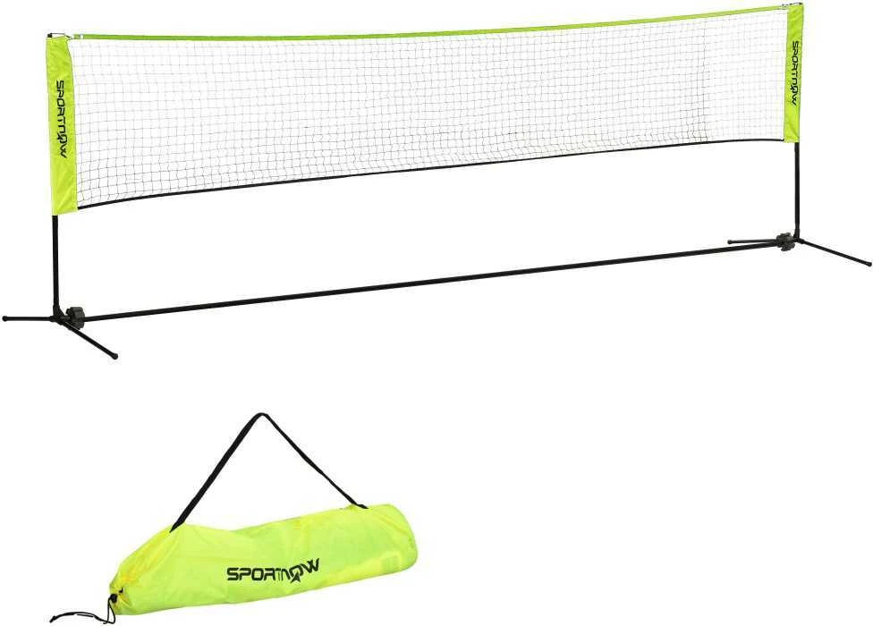 SPORTNOW badmintono tinklo rinkinys, sulankstomas teniso tinklas, reguliuojamo aukščio (103/120/155 cm), skirtas vidaus ir lauko erdvėms, tinklinio tinklas su krepšiu transportavimui, metalas, poliesteris, geltonas