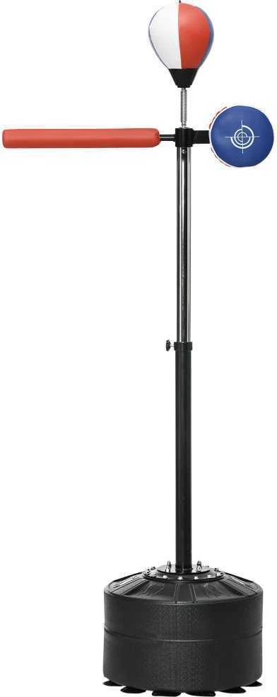 SPORTNOW bokso maišas, bokso stovas su bokso kriauše, refleksinė stangos rankena, 1,63–2,05 m reguliuojamo aukščio pastatoma bokso kriaušė su taikiniu, HDPE, dirbtinė oda
