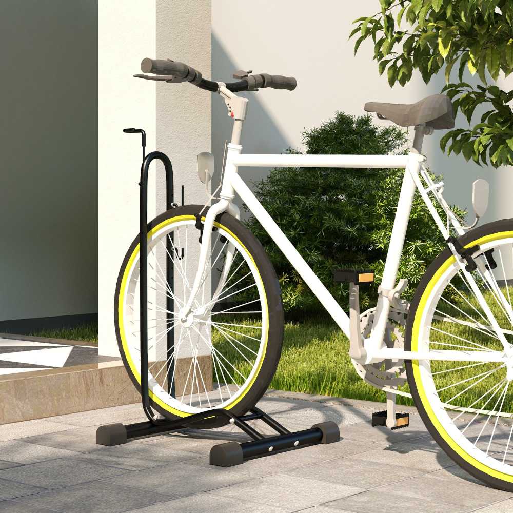 SPORTNOW dviračių stovas vertikalus ir horizontalus radikaliai reguliuojamas stovas 6"-28" ir 700c dviračiams 45 x 44 x 118 cm, metalinis juodas | Aosom