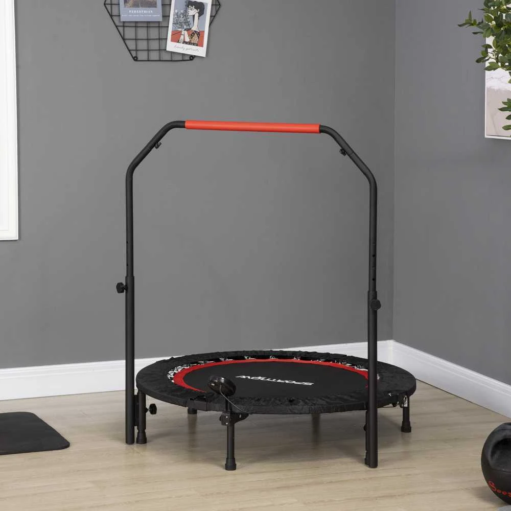 SPORTNOW mini batutas, 102 cm, su LCD monitoriumi, 4 padėčių reguliuojama rankena, iki 100 kg
