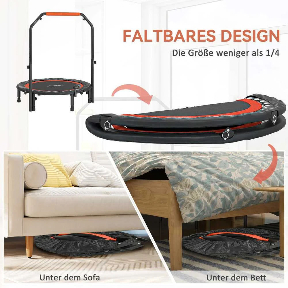 SPORTNOW mini batutas, 102 cm, su LCD monitoriumi, 4 padėčių reguliuojama rankena, iki 100 kg