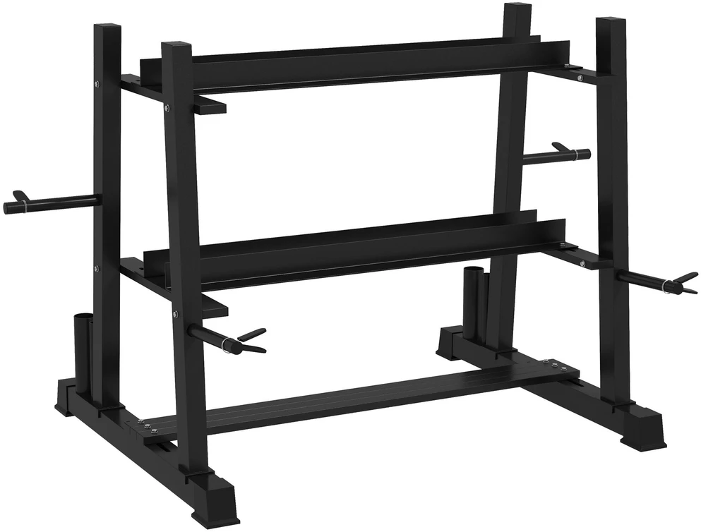 SPORTNOW hantelių stovas 3 lygių iki 200 kg, plieno, juodas, 131x75x80 cm