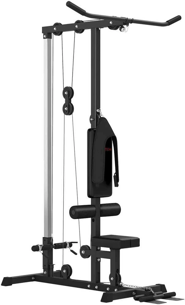 SPORTNOW daugiafunkcė jėgos treniruoklių stotis namams, su skersiniu nugaros treniruotėms ir lynų sistema, su svoriais iki 50 kg, skirta sporto salėms namuose