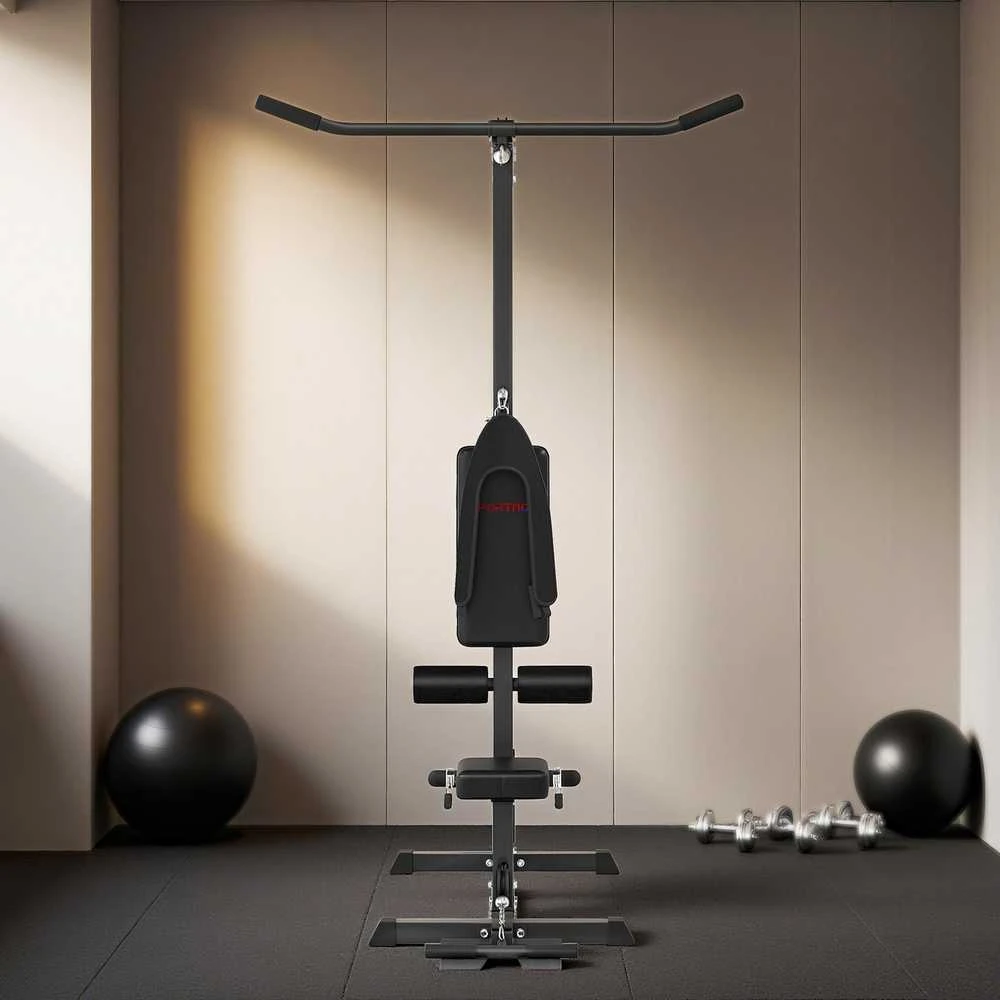 SPORTNOW daugiafunkcė jėgos treniruoklių stotis namams, su skersiniu nugaros treniruotėms ir lynų sistema, su svoriais iki 50 kg, skirta sporto salėms namuose