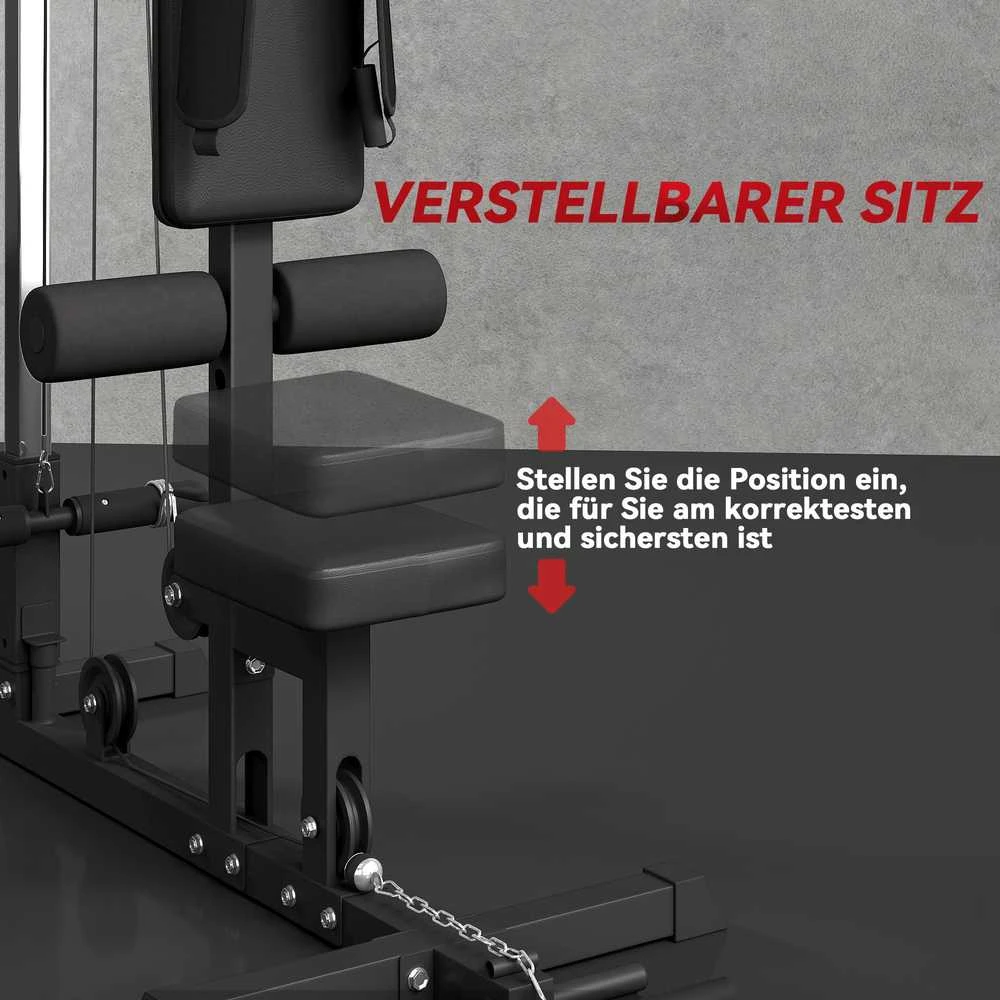 SPORTNOW daugiafunkcė jėgos treniruoklių stotis namams, su skersiniu nugaros treniruotėms ir lynų sistema, su svoriais iki 50 kg, skirta sporto salėms namuose