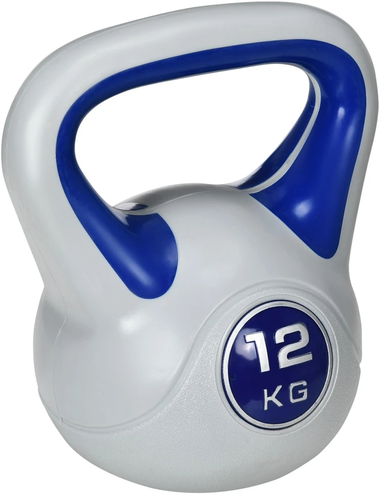 SPORTNOW Kettlebell 12 kg, grindų nebraižantis svarmuo jėgos treniruotėms ir fitnesui, mėlynas