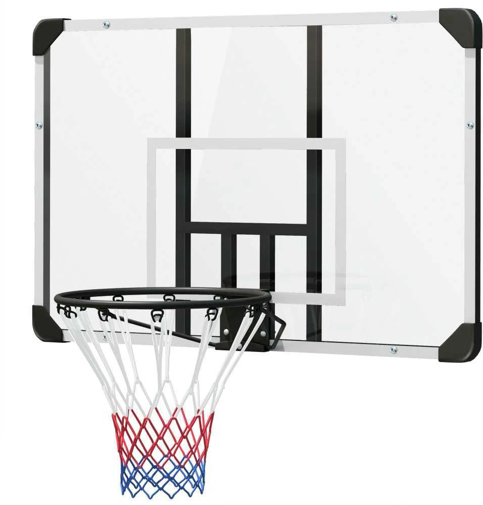 SPORTNOW krepšinio lankas, krepšinio lenta su lanku, krepšinio tinklelis su lenta, montuojamas ant sienos, skirtas naudoti lauke, plieno, 113 x 61 x 73 cm, baltas