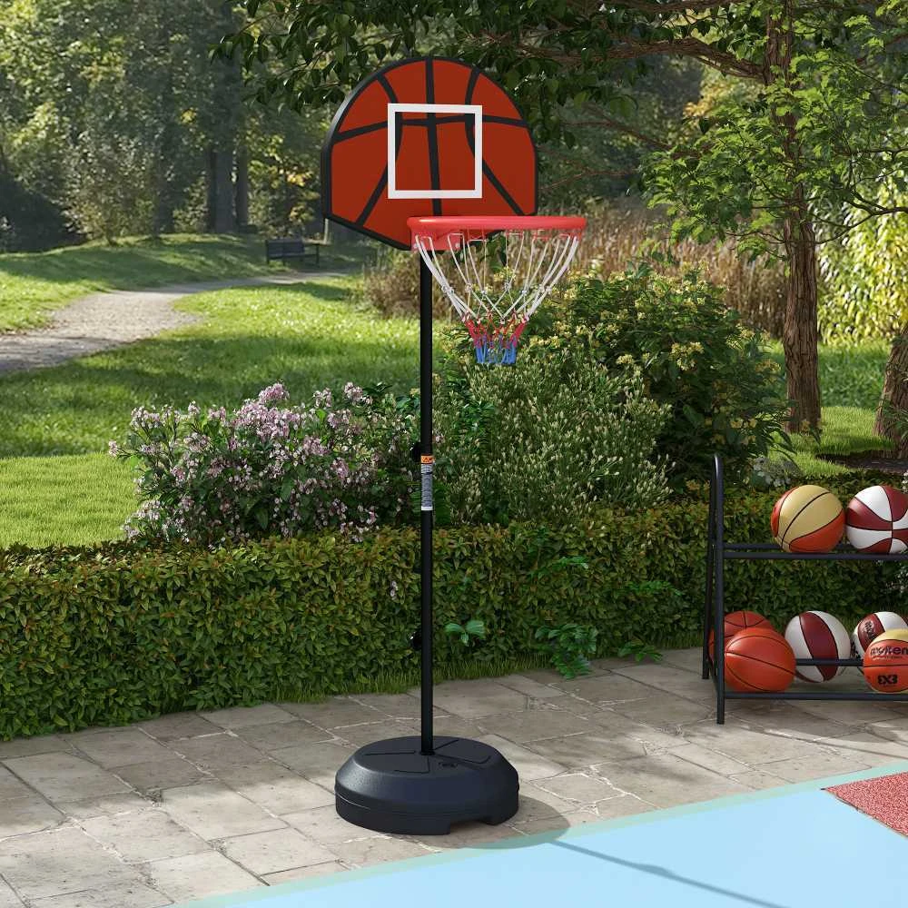 SPORTNOW reguliuojamas krepšinio stovas, krepšinio stovas su magnetiniu smiginiu, 129–179 cm