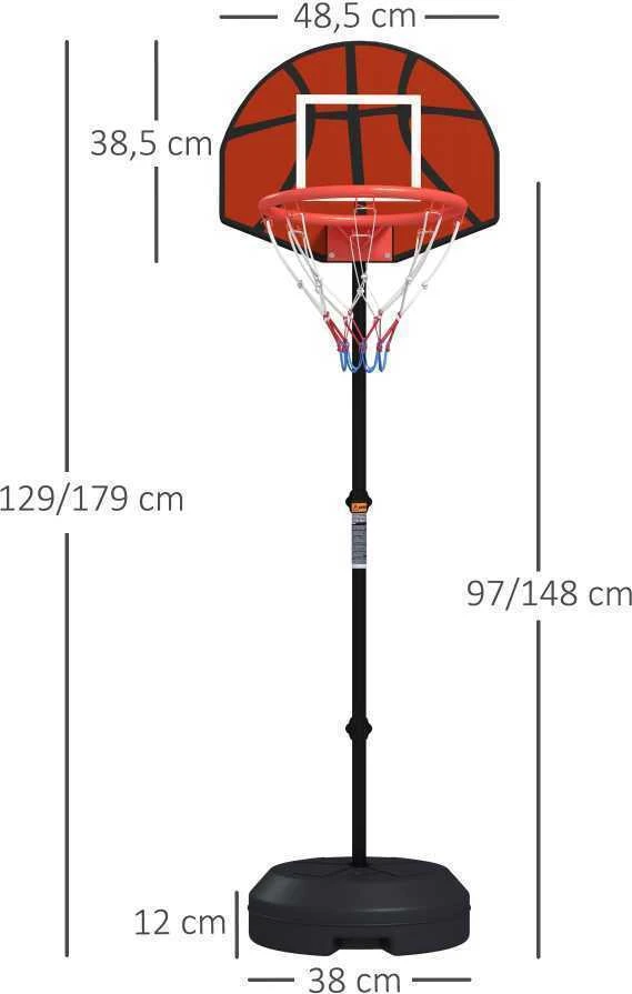SPORTNOW reguliuojamas krepšinio stovas, krepšinio stovas su magnetiniu smiginiu, 129–179 cm
