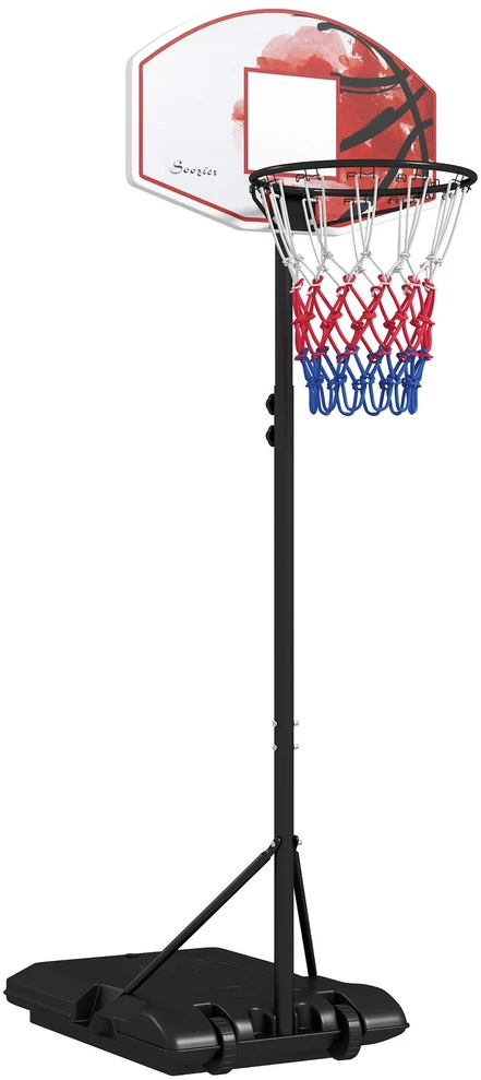 SPORTNOW krepšinio stovas su krepšiu, reguliuojamas aukštis 179-209 cm, krepšinio stovas su ratukais, krepšinio sistema, lauko, plieno, įvairiaspalvis