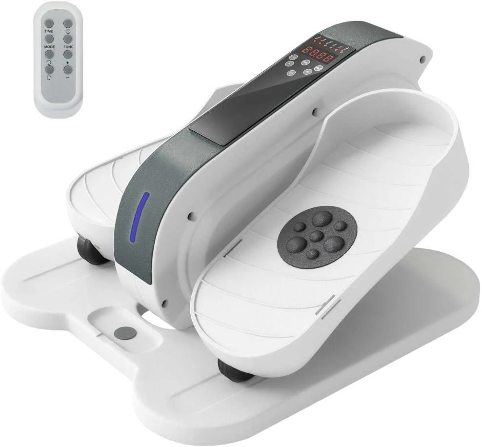 SPORTNOW mini elipsinis treniruoklis po stalu mini kryžiaus treniruoklis namams Elipsinis kojų treniruoklis su 10 žingsnių greičiu, LCD monitoriumi, nuotolinio valdymo pultu, skirtas biurui, senjorams