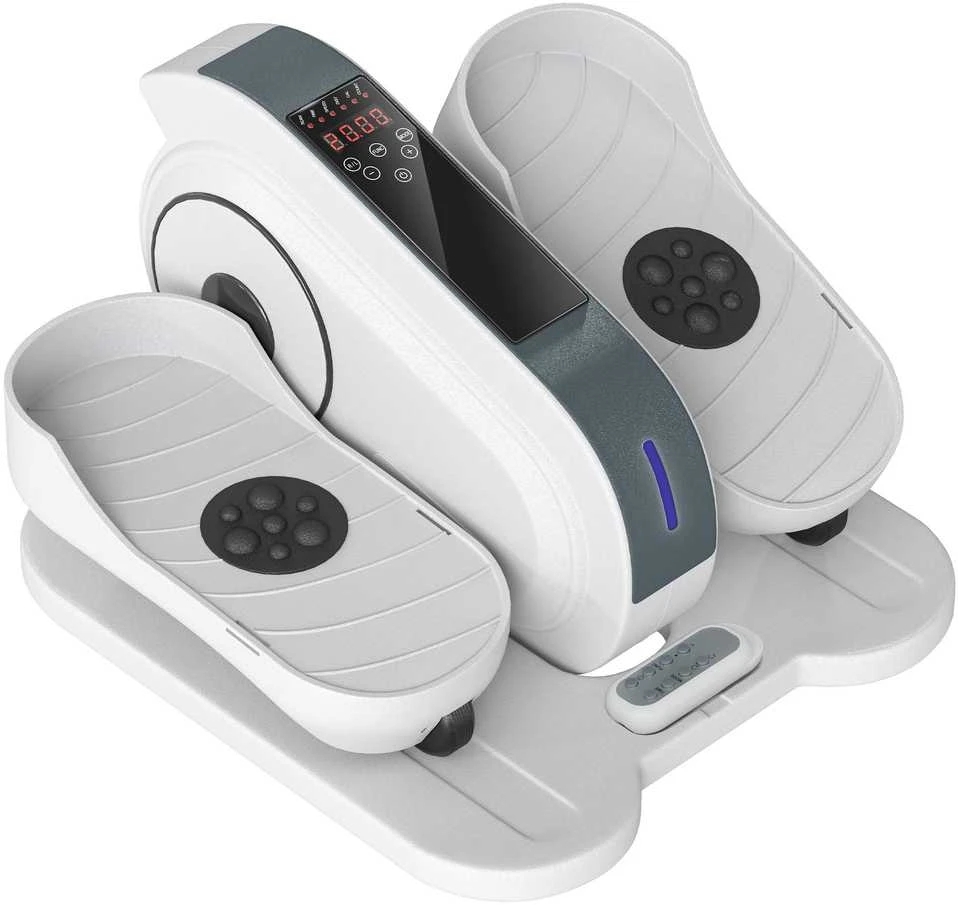 SPORTNOW mini elipsinis treniruoklis po stalu mini kryžiaus treniruoklis namams Elipsinis kojų treniruoklis su 10 žingsnių greičiu, LCD monitoriumi, nuotolinio valdymo pultu, skirtas biurui, senjorams