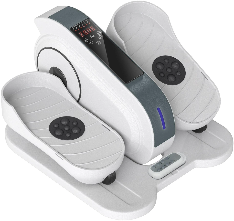 SPORTNOW mini elipsinis treniruoklis po stalu mini kryžiaus treniruoklis namams Elipsinis kojų treniruoklis su 10 žingsnių greičiu, LCD monitoriumi, nuotolinio valdymo pultu, skirtas biurui, senjorams
