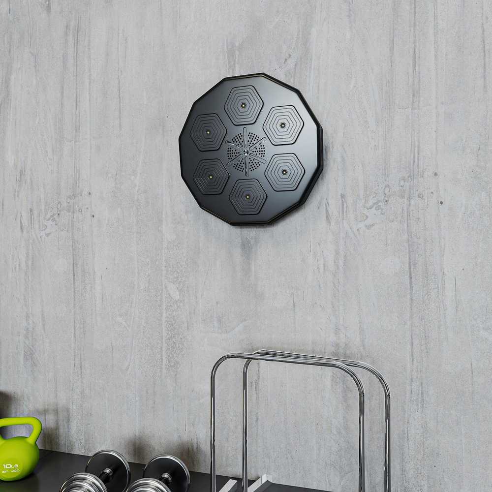 SPORTNOW Muzikinis bokso aparatas, elektroninis "Bluetooth" bokso aparatas su muzika, LED, sieninis išmanusis bokso taikinys suaugusiesiems, namų treniruotės