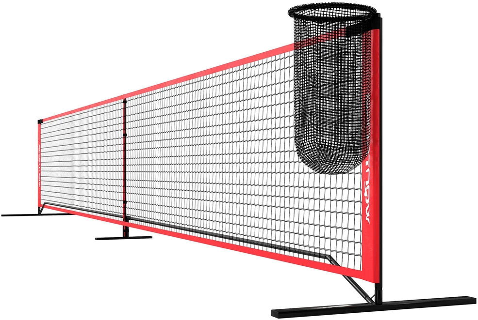 SPORTNOW nešiojamas pickleball tinklo rinkinys, 6,7 m pickleball sistema su tinklu, aikštelės žymėjimo rinkiniu, kamuoliukų rinktuvu, keturiais kamuoliukais ir krepšiu nešiojimui, laukui, įvažiavimui