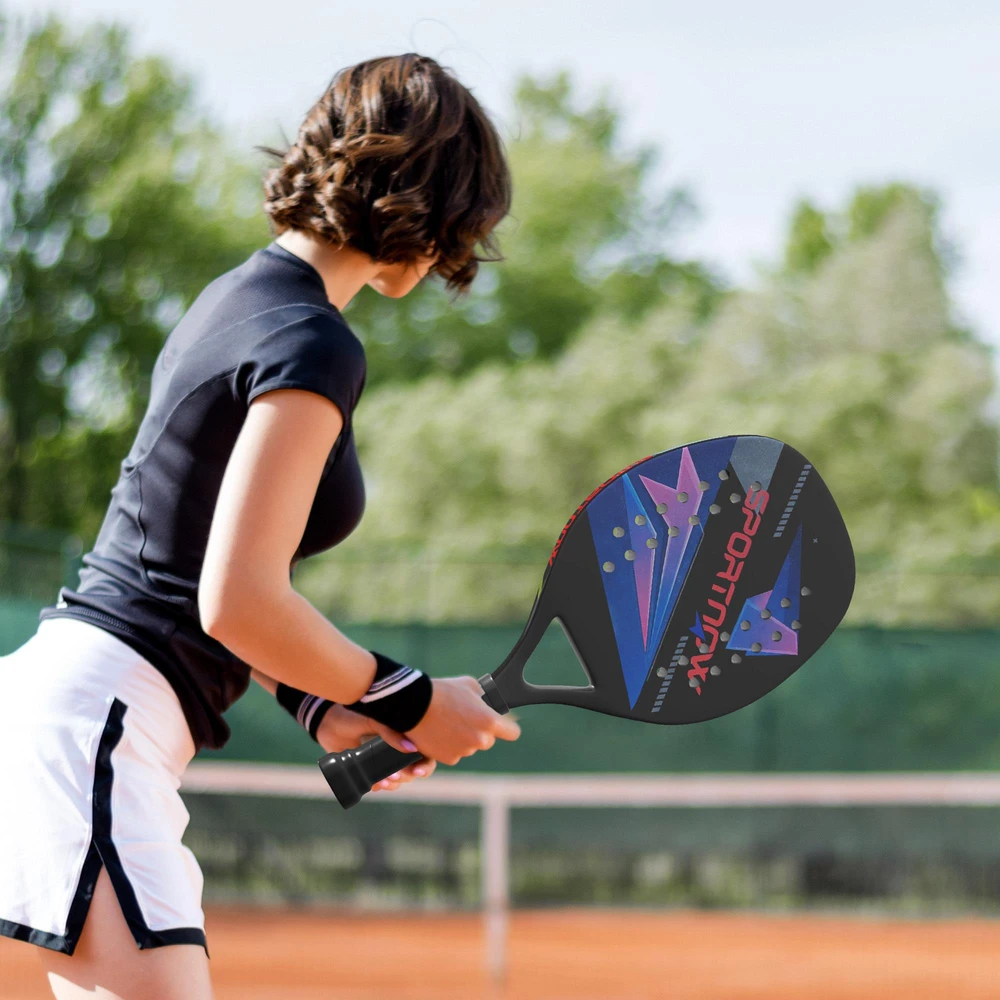 SPORTNOW paplūdimio kamuolio raketė 2 anglies pluošto paplūdimio teniso raketės su krepšiu ir neslystančia rankena, juodos spalvos