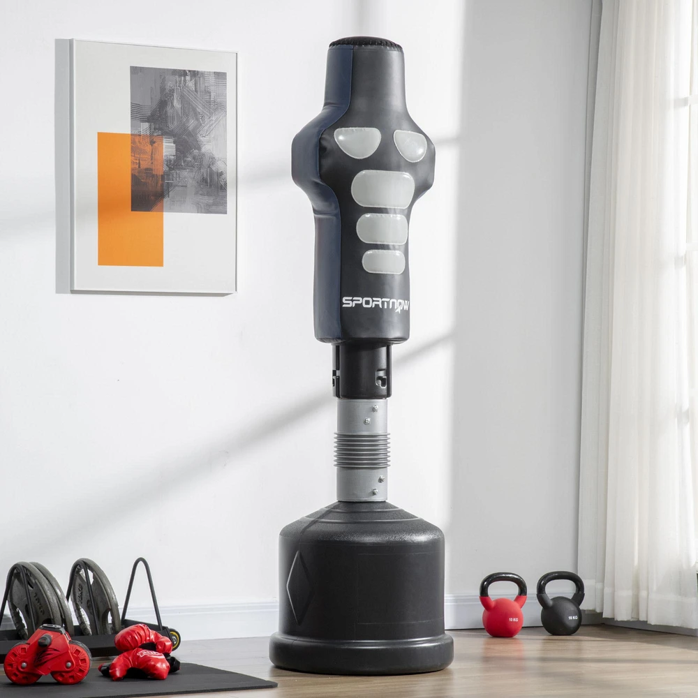 SPORTNOW pastatomas bokso maišas, reguliuojamo aukščio 178–207 cm, su HDPE pagrindu, skirtas treniruotėms namuose