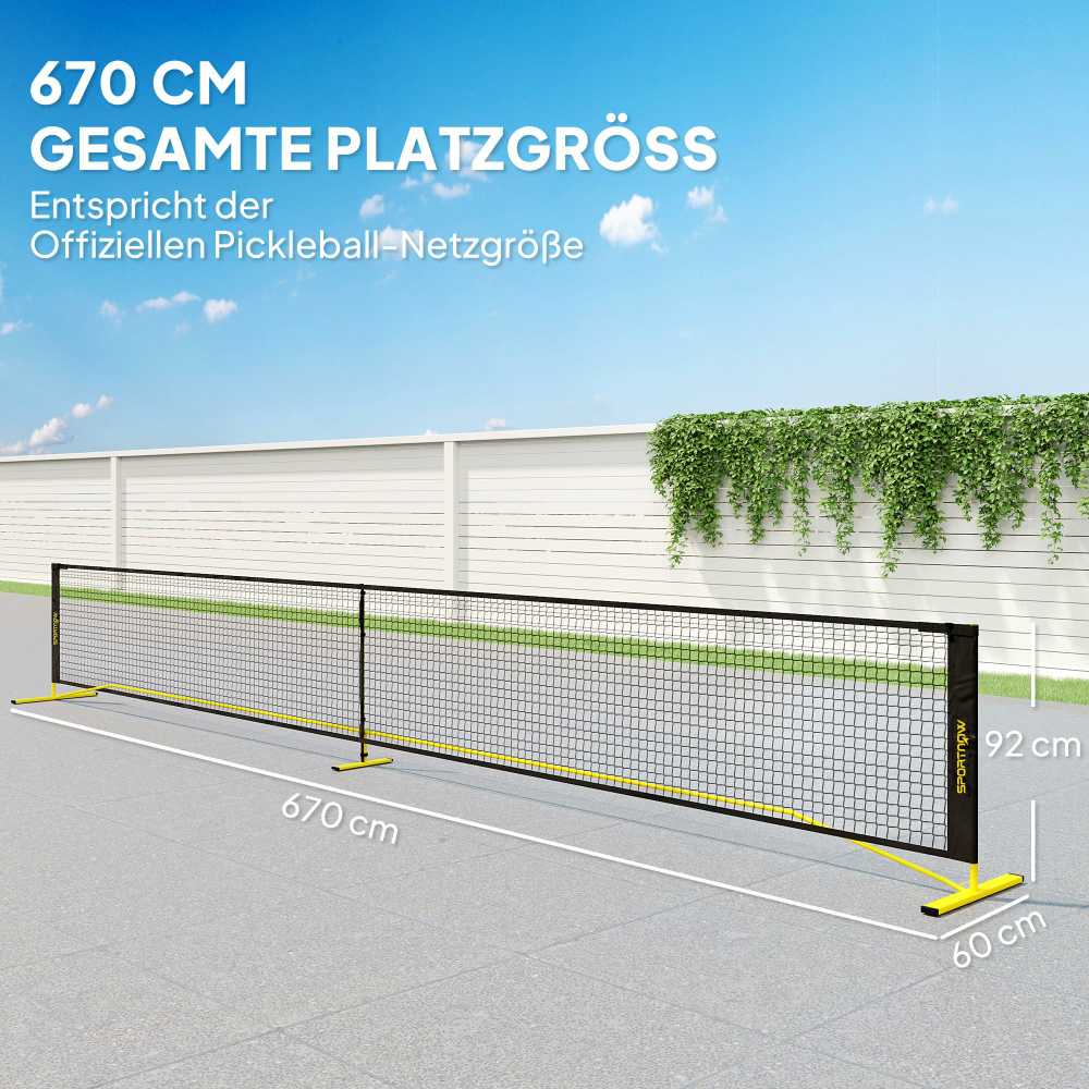 SPORTNOW nešiojamas Pickleball tinklas, 6,7 m, su nešiojimo krepšiu, metaliniu rėmu, skirtas vidaus ir lauko naudojimui, geltonas