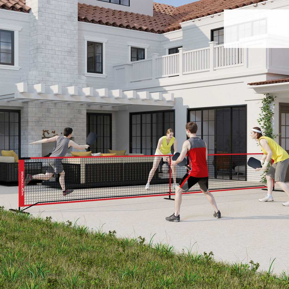 SPORTNOW nešiojamas pickleball tinklo rinkinys, 6,7 m pickleball sistema su tinklu, aikštelės žymėjimo rinkiniu, kamuoliukų rinktuvu, keturiais kamuoliukais ir krepšiu nešiojimui, laukui, įvažiavimui